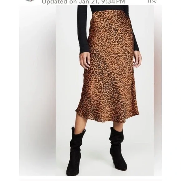Re:named Black And White Cheetah Midi Skirt Size Med - Picture 4 of 4